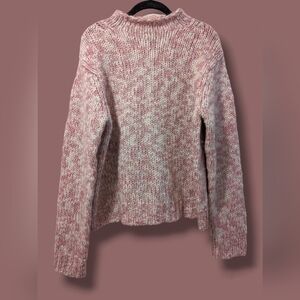 Ann Taylor Pink Marled Wool Blend Mock Neck Sweater Winter